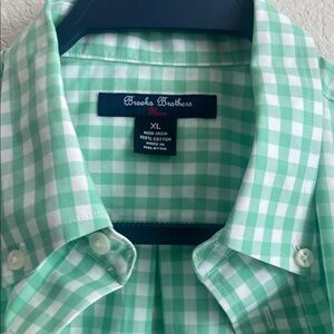 Brooks Brothers Green and White Gingham Casual Shirt